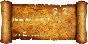 Hess Kristóf névjegykártya